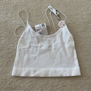 Forever 21 White Ribbed Crop Camisole